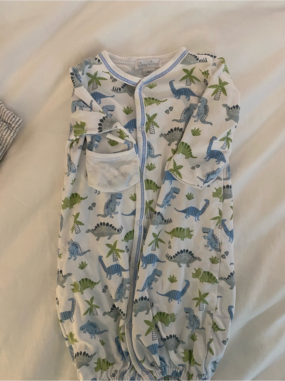Kissy Kissy Blue & Green Dinosaur Sleeper - Size NB